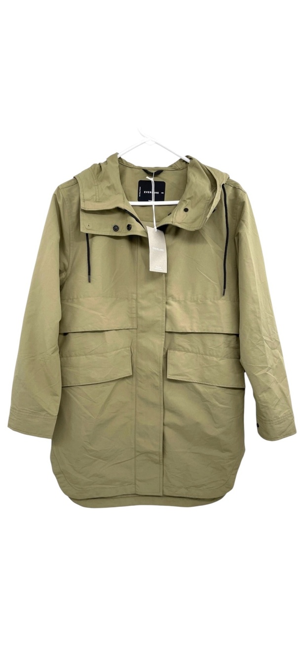 Everlane ReNew Anorak Jacket Womens 2XS Bay Leaf Green Hooded Zip Pockets New